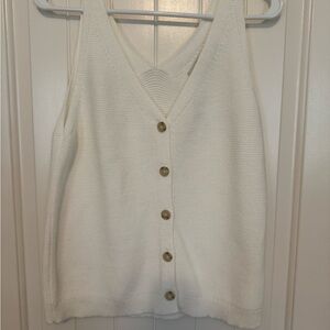 NWT Women’s Loft Off White Sleeveless Button Front Sweater Size Large